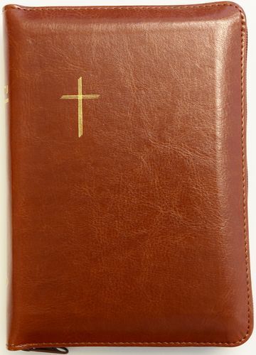 Raamattu kansalle, pienoiskoko, ruskea, reunahakemisto, vetoketju