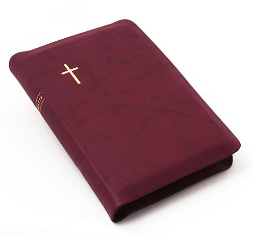 Nahkakantinen Raamattu – 92 – viininpunainen, reunahakemisto, vetoketju