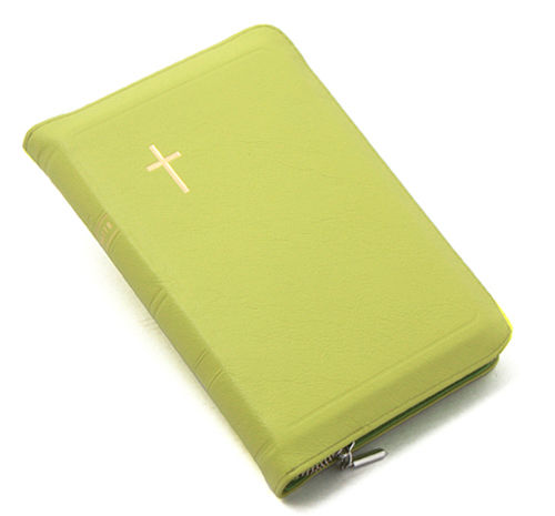 Nahkakantinen Raamattu – 92 – limenvihreä, reunahakemisto, vetoketju